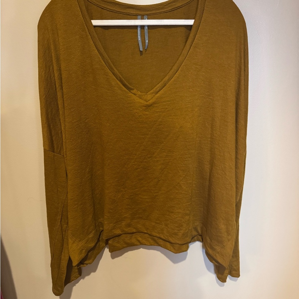 Anthropologie Golden V-Neck Long Sleeve Top